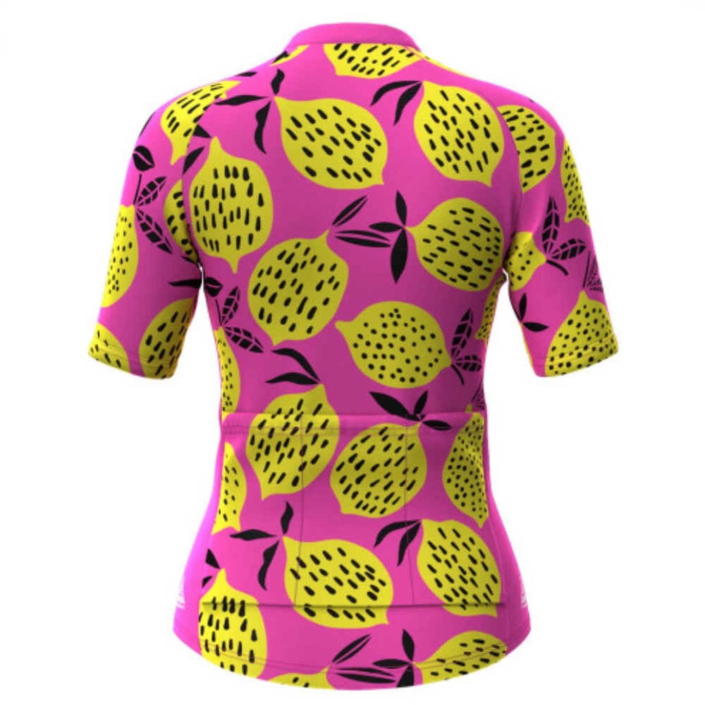 Vibrant Pink Lemon Print Women's Cycling Jersey - Picture 2 of 3